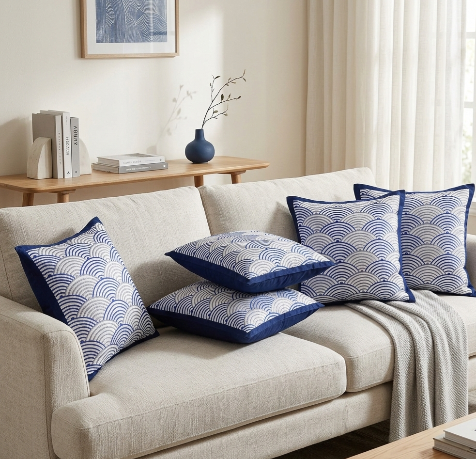Embroidered cushion cover