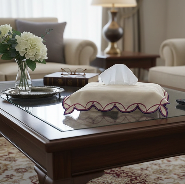 TISSUE BOX WITH EMROIDRED COVER