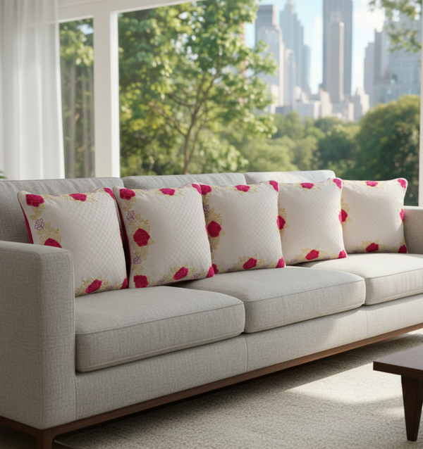 Patch Embroided Cushion Cover