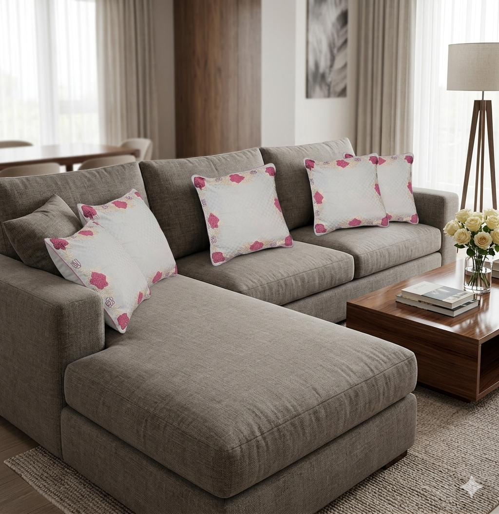 Patch Embroided Cushion Cover