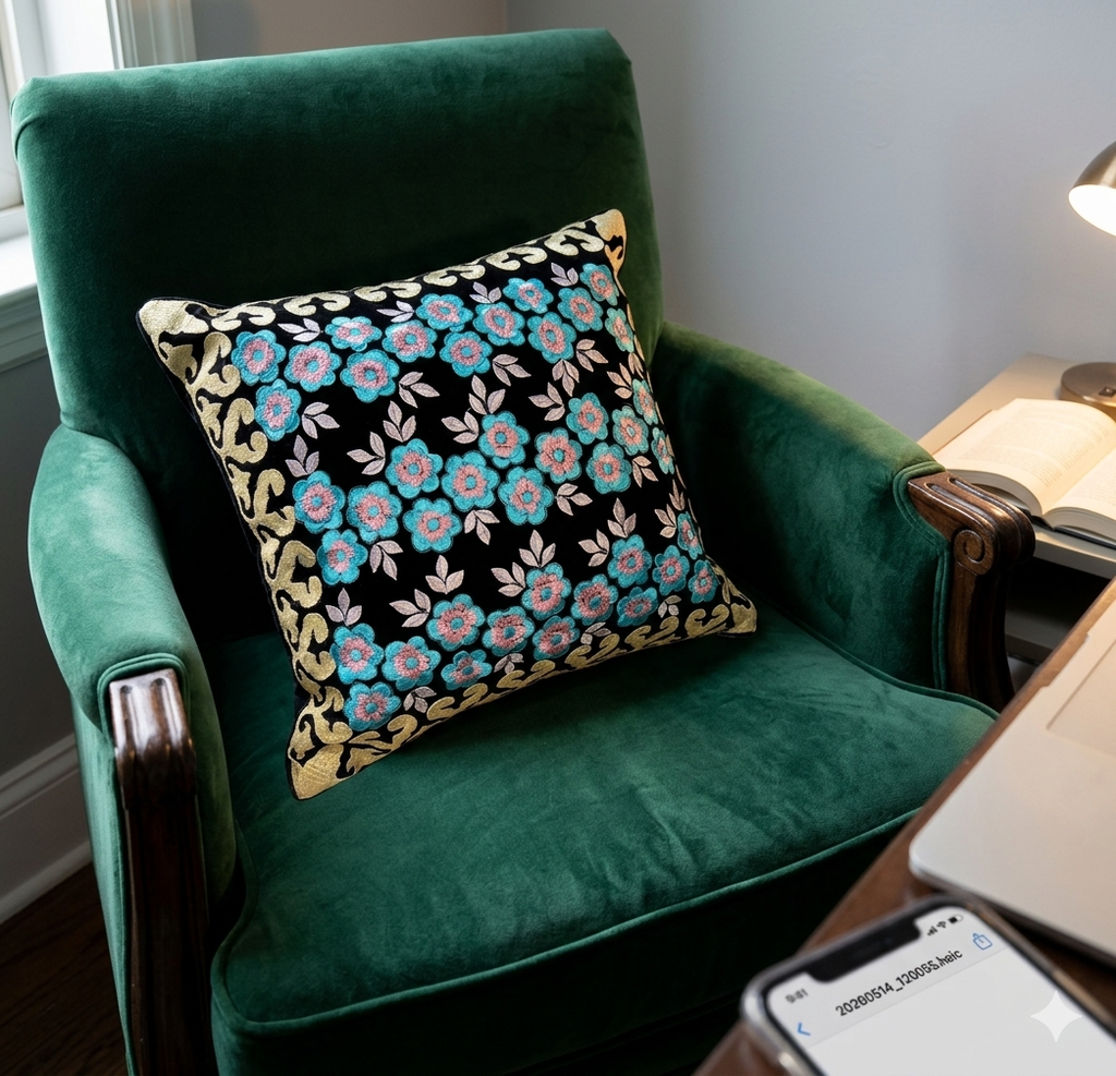 EMBROIDERED CUSHION COVER
